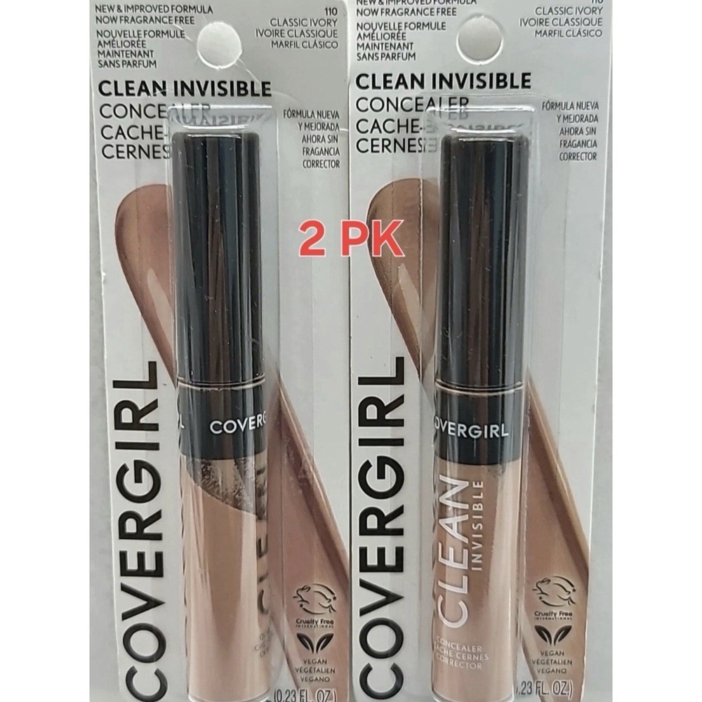 (2PK) COVERGIRL Clean Invisible Liquid Concealer, 110 classic ivory
